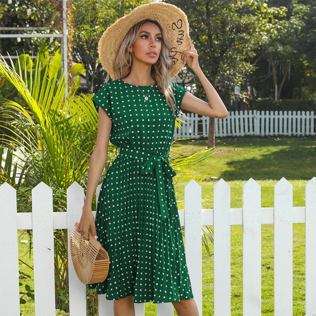 Polka Dot Short Sleeve Dress