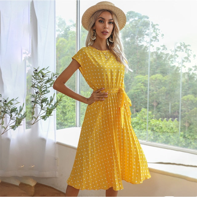 Polka Dot Short Sleeve Dress
