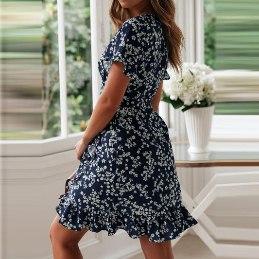 Ruffle Short Sleeve Robe