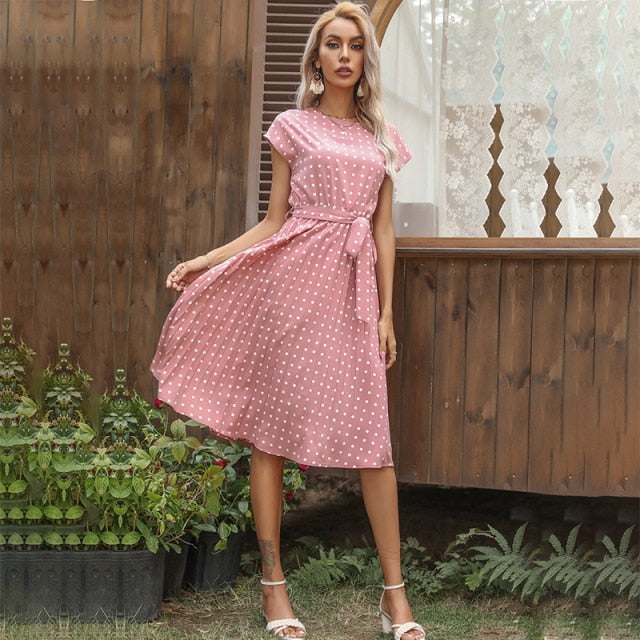 Polka Dot Short Sleeve Dress