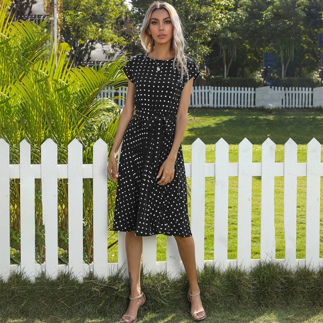 Polka Dot Short Sleeve Dress